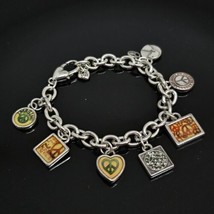 Brighton Peace Charming Chain Bracelet Silver Plated Peace Love Charms - £19.57 GBP