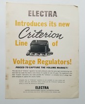 Vintage Electra Criterion Voltage Regulator Sales Dealer Advertising Brochure - £8.34 GBP