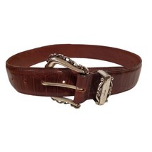 Hunt Club Women&#39;s Vintage Cowhide Leather Animal Print Brown Belt Size Small - £19.23 GBP