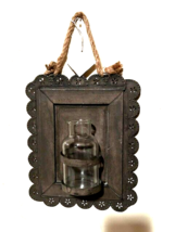 Primitive new Frame vase holder with jar in distressed Tin - £26.24 GBP