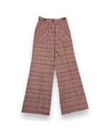 Vintage 70s Red Plaid Knit Tweed Flared Bell Bottoms Women’s Button Pant... - £22.19 GBP