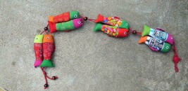 Oriental Fish Wall Hanging 50 Inches Bright Cotton Abundance and Health C - £15.00 GBP