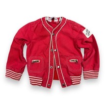 Vintage 80s DiJon Sport Youth Kids Red Striped Cuff Snap Nautical Jacket... - $24.26