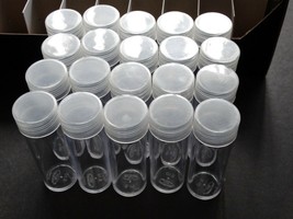 Lot of 20 BCW Dime Round Clear Plastic Coin Storage Tubes w/ Screw On Caps - £13.51 GBP