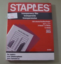 Staples SL5039 Transparency Film for Copiers 100 Sheets - 8.5&quot;x11&quot; - 0.1... - $9.87