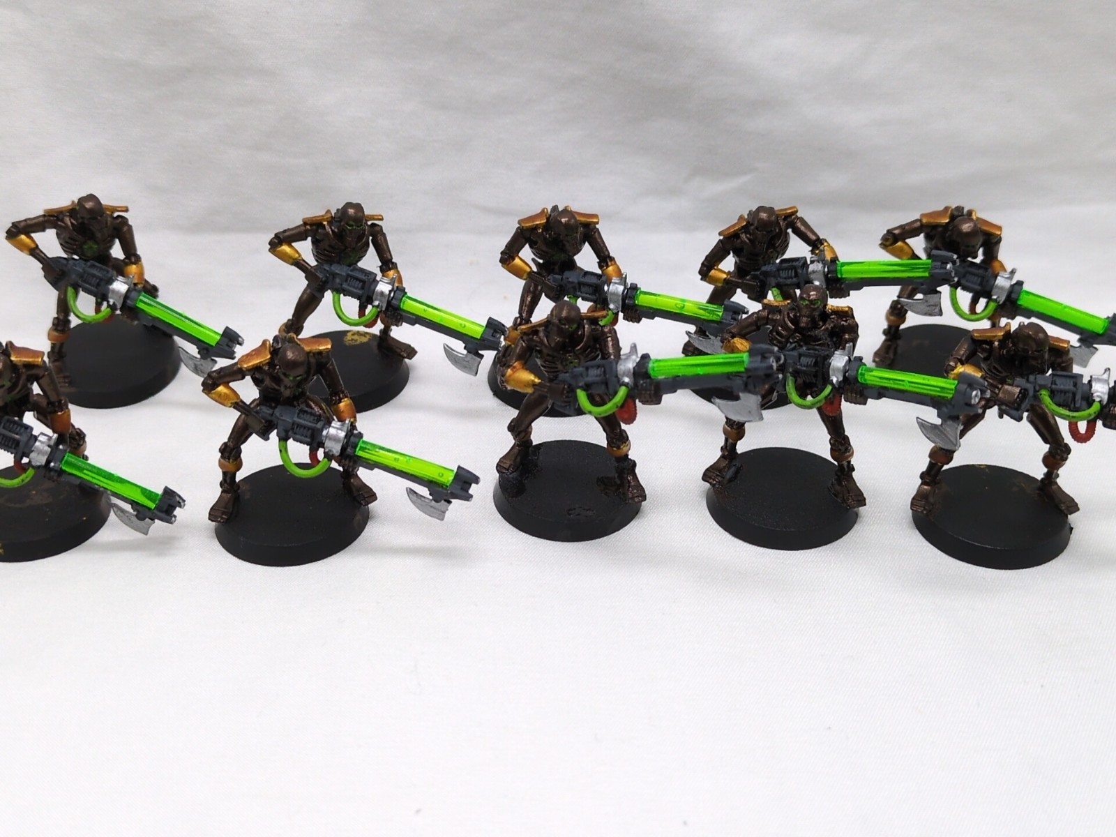(10) Painted Warhammer 40k Necron Warrior Translucent Rods Miniatures - $49.49