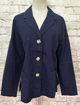 Appleseeds Womens 3 Button Blazer Jacket Classic Navy Polyester Cotton S... - £28.30 GBP