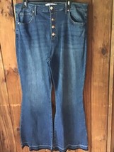 Celebrity Pink Jeans Size 21/35 Bell Bottom Stretch Raw Hem Button Fly Faded - $9.50