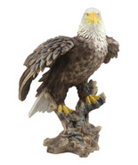 Realistic American Pride Patriotic Bald Eagle Perching On Wood Stock Sta... - £159.86 GBP