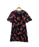 Draper James Dress Womens 2XL Black Red Floral Velvet Bubble Sleeve Cock... - $637.63 MXN