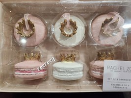 Rachel Zoe Valentine&#39;s Day Resin Macaroon Crown Ornaments Pink White Decor  NWT - £39.39 GBP