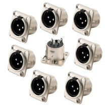 Xlr Male Jack 3 Pin Panel Mount Jacks,Silver Metal Housing Xlr-M Socket Audio Sp - £19.15 GBP