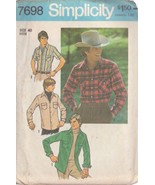 SIMPLICITY PATTERN 7698 MEN&#39;S WESTERN STYLE SHIRT SIZE 40 #1 - £2.38 GBP