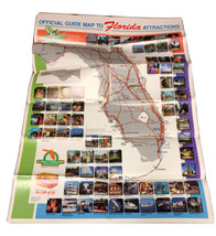 Official Guide Map To Florida Attractions 1990s Map - $4.87