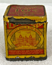 Vintage Lipton Ceylon India Tea Tin Yellow Red Paper Label 2 1/2" Tall - $24.26