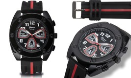 NEW Geneva Platinum 2667 Men&#39;s Flux Collection Black/Red Silicone Large Watch - £15.44 GBP
