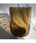 Recycled Glass Vase - Amber - Hand Blown - Bubble Effect  Squarish Unsigned - $34.65