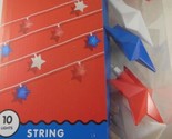 Patriotic Star String Lights  Red White and Blue Plug-In Decorative Ligh... - $14.84