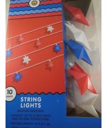 Patriotic Star String Lights  Red White and Blue Plug-In Decorative Ligh... - £11.63 GBP