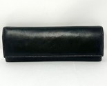 Levenger Black Leather Roll up Jewelry Case 10&quot; W x 11&quot; L with Zipper - $21.84
