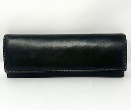 Levenger Black Leather Roll up Jewelry Case 10&quot; W x 11&quot; L with Zipper - £17.17 GBP