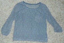 Girls Shirt Top Abercrombie Gray 3/4 Sleeve Scoop Lace Top Shirt-size XL - $5.94