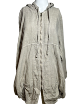 Boutique Hooded Jacket Womens XL Beige Hooded Bohemian Lagenlook Italy - AC - £19.23 GBP