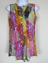 Liz Claiborne Womens Size S Sheer Colorful Leaf Pattern Button Front Blouse - $5.76
