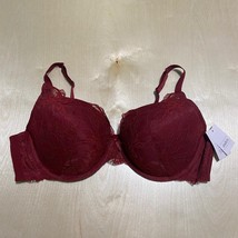 Auden Plus Size The Sublime Plunge Coverage Underwire Push-Up Bra Lace Red 44C - £14.63 GBP