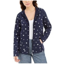 Karen Scott Sport Womens Petite PP Navy White Star Print Zipper Hoodie N... - £10.76 GBP