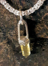 Handmade Natural Yellow Beryl and Sterling Silver Pendant Heliodor neckl... - $150.00