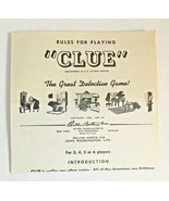 Vintage CLUE Board Game Rules For Playing 1950 Replacement Instructions ... - $4.70