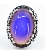 Vintage Inspired Silver &amp; Black Color Changing Statement Oval Cabochon M... - £5.58 GBP