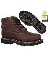 Mens Burgundy Work Boots Genuine Leather Lace Up Slip Resistant Rubber S... - €52,11 EUR