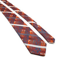 Arrow Mens Dress Tie Suit All Silk Deep Orang Gray Stripe Office Work Dad Gift - £11.76 GBP