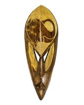 West African Wall Art Hand Carved Neem Wood Medium Etched Elephant Mask from Gha - £132.94 GBP