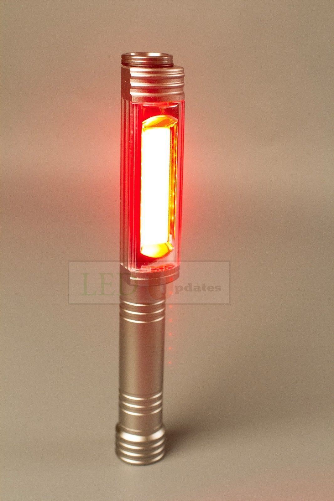 Magnet Base LED Flashlight with Emergency Red Safety Warning Light COB LED