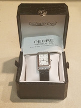 Coldwater Creek Croc Scroll Watch Silver Tone Black Leather Band #498910 (NEW) - £15.78 GBP