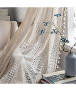 Boho Curtains Crochet Semi-Sheer Lace 63 Long 2 Panels Set - Light Filte... - €35,58 EUR