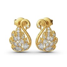 14K Yellow Gold Plated 1.8Ct Marquise Simulated Diamond Swan Shape Stud Earrings - £101.19 GBP