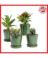 Durable 5-Inch Ceramic Planters Set with Drainage and Polished Finish - ... - $66.10 CAD