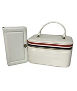 Vintage Vinyl Vanity Makeup Bag Luggage Small Train Case White 5.5 x 7 x 10 - £21.41 GBP