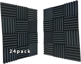 24Pack Black 12&quot;X 12&quot;X2&quot; Acoustic Panels Studio Soundproofing Foam Wedge... - £34.75 GBP