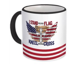 I Stand For The Flag : Gift Mug Kneel For The Cross Eagle Wing American USA - £12.56 GBP