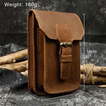 Leather Waist Belt Bag Vintage Travel Brown Fanny Pack Male Wallet Phone Case - £23.60 GBP