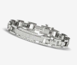 12.10Ct Round Cut Simulated Diamond Men&#39;s Tennis Bracelet Gold Plated 925 Silver - £233.54 GBP