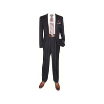 Mens Wool Cashmere Black Stripe Business Suit Giorgio Cosani Two Button 910 image 2