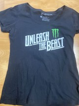 Monster Energy Shirt Womens Xlarge Black Unleash The Beast! Drink Tee Ladies - £10.19 GBP