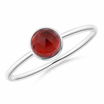 ANGARA Bezel Set Round Garnet Stackable Ring for Women, Girls in 14K Solid Gold - £285.45 GBP