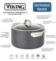 Viking 8 Qt Stock Pot with Lid Hard Anodized Nonstick/ Black/Dishwasher safe - £109.31 GBP